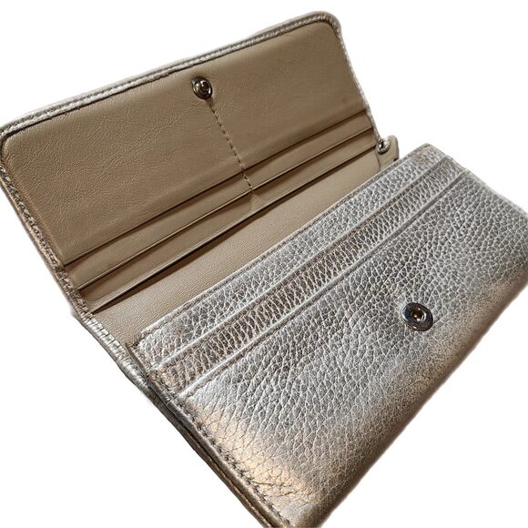 Jimmy Choo (Authentic) Silver Metallic Leather Star Studded Wallet w/ Box & COA - Picture 6 of 10